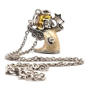 Judith Jack Sterling Angel Charm Marcasite Wings Marbled Enamel Gown 9‑10 In 925